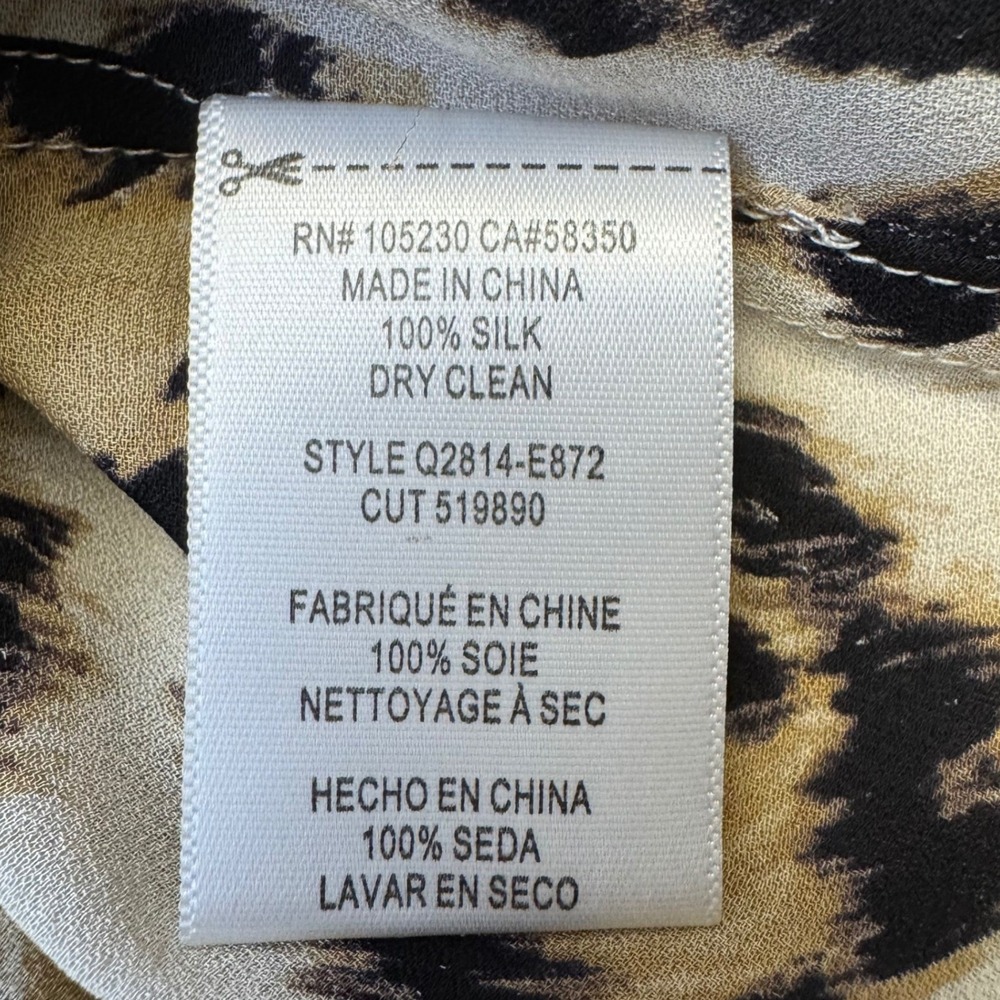 Equipment Femme 100% Silk Tunic Top Small Leopard Print Long Sleeve Blouse - Picture 6 of 8